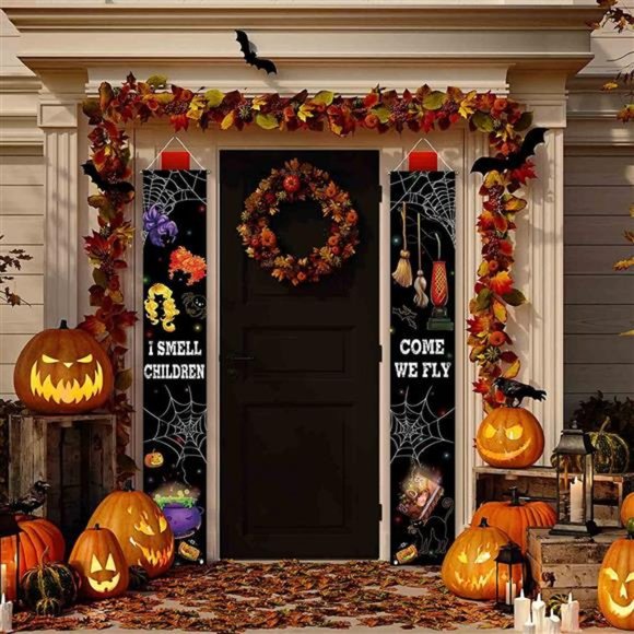 Halloween Witches Theme I Smell Children Porch Sign Door Banner, 12 x 71 inches